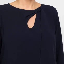 Hot Marina Rinaldi Elegante Marina Rinaldi Triacetate Keyhole Dress Navy