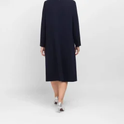 Hot Marina Rinaldi Elegante Marina Rinaldi Triacetate Keyhole Dress Navy
