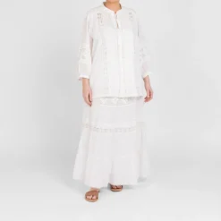 New Marina Rinaldi Sport Marina Rinaldi White Cotton Muslin Shirt