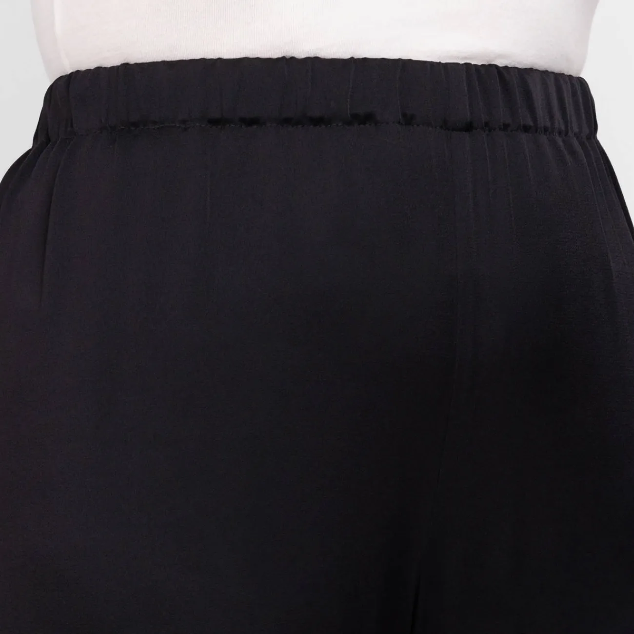 New Marina Rinaldi Elegante Marina Rinaldi Wide Leg Pull-On Satin Trousers Black