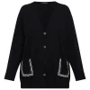 Fashion Marina Rinaldi Wool and Cashmere Cardigan Rhinestone Black