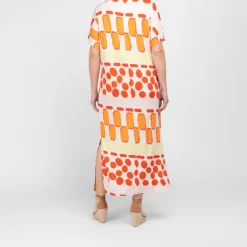 Fashion Godske Noen Abstract Print Dress Coral
