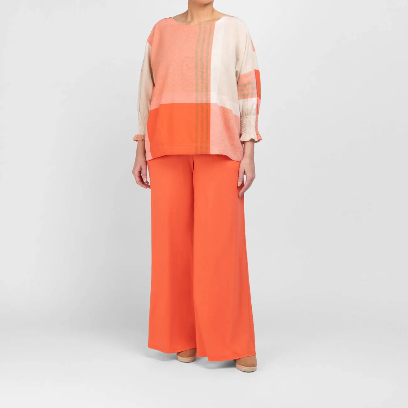 New Godske Noen Damask Check Shirt Orange