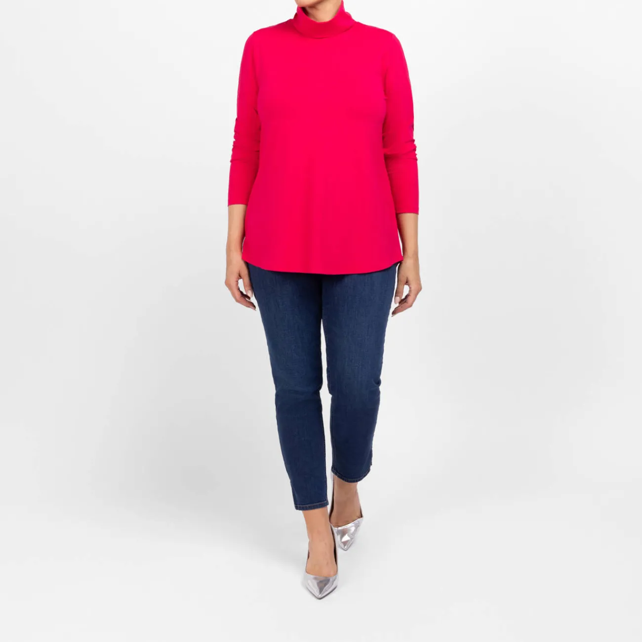 Clearance Godske Noen Jersey Roll-Neck Top Fuchsia