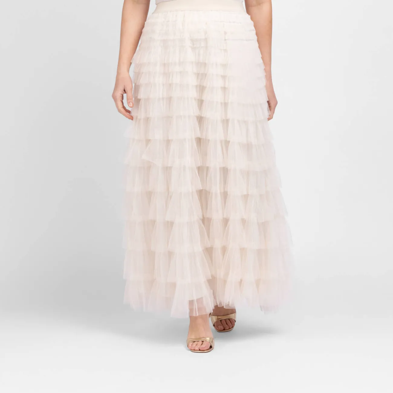 Hot Godske Noen Layered Tulle Frill Skirt Vanilla