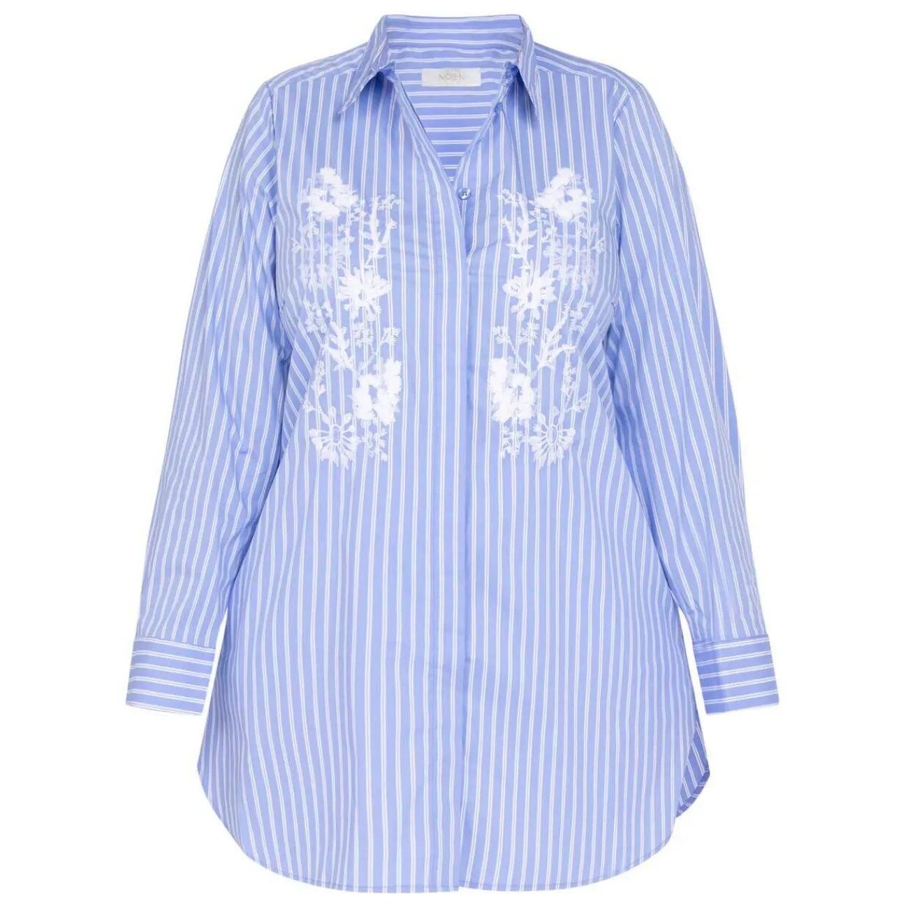 New Godske Noen Stripe Embroidered Shirt Blue