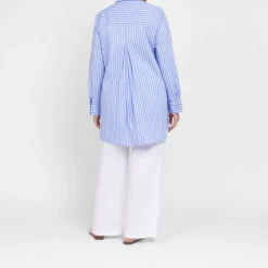 New Godske Noen Stripe Embroidered Shirt Blue