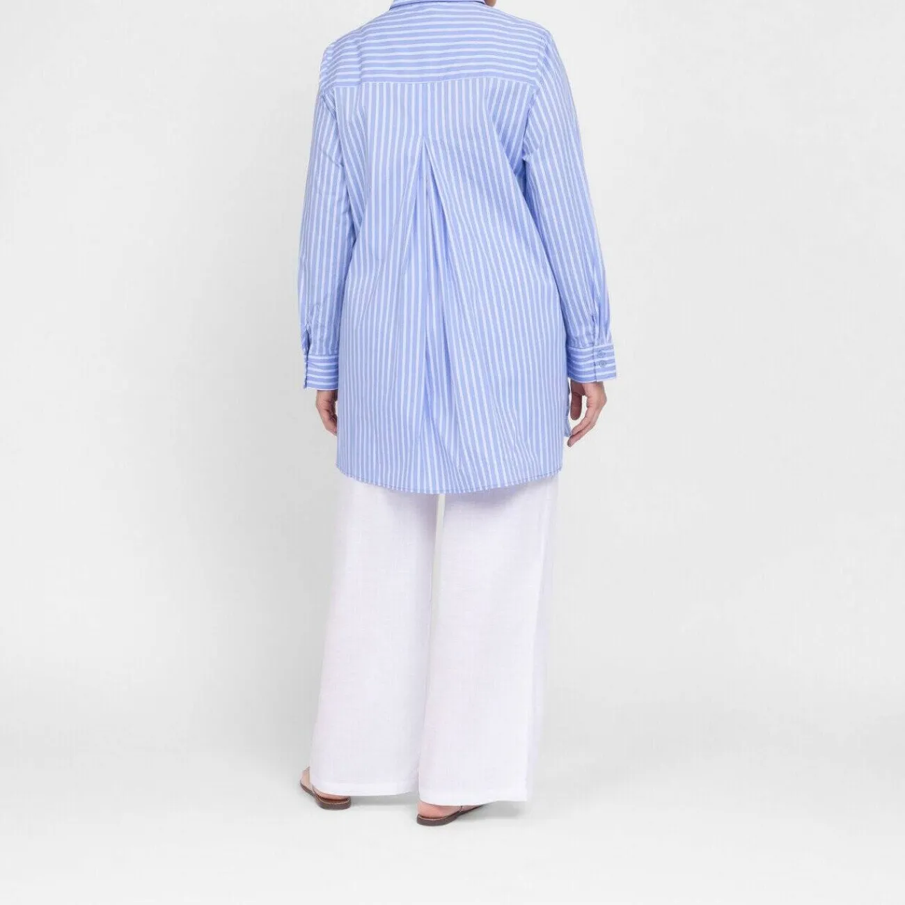 New Godske Noen Stripe Embroidered Shirt Blue
