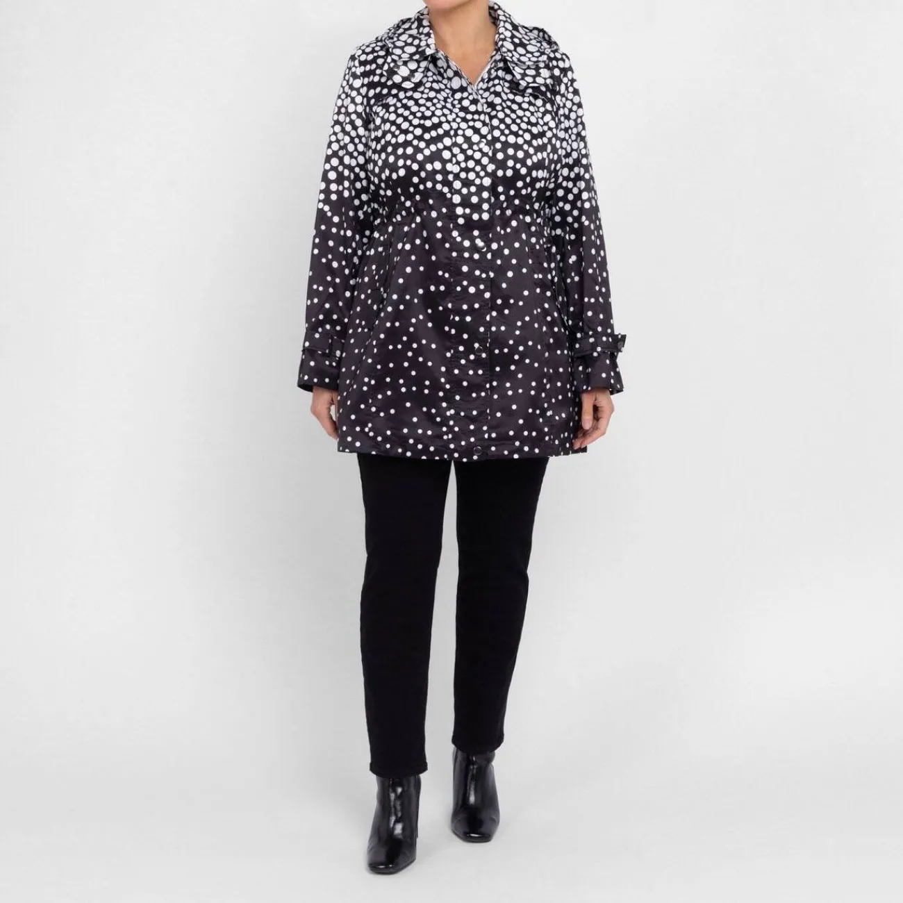 Outlet OOPERA Water Repellant Dot Jacket Black