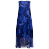 Best Persona by Marina Rinaldi Floral Print Dress Optional Sleeve Blue