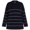 Sale Persona by Marina Rinaldi Collared Striped Sweater Navy