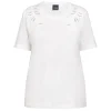 Fashion Persona by Marina Rinaldi Cotton Embroidered T-Shirt White