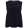 Fashion Persona by Marina Rinaldi Silk Acetate Vest Optional Sleeve Navy