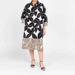 Fashion Persona by Marina Rinaldi Printed Shirt Dress Khaki