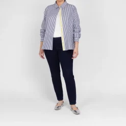 Online Persona by Marina Rinaldi Stripe Cotton Shirt Navy