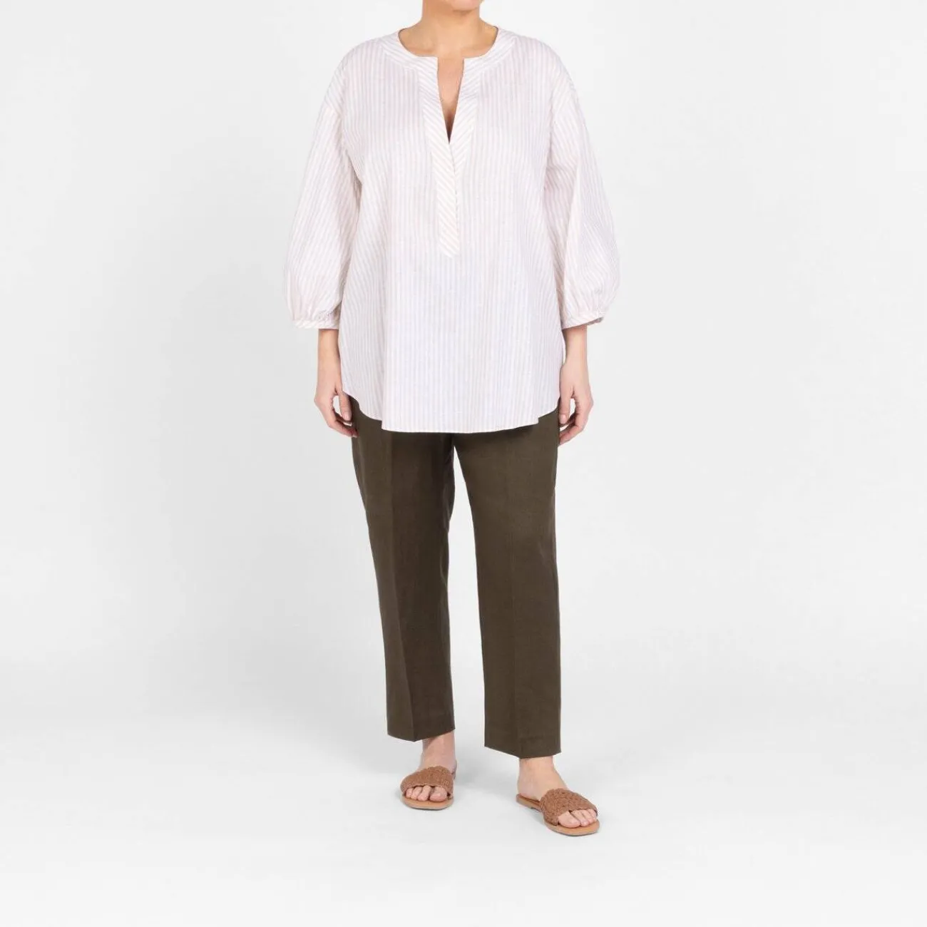 Outlet Persona by Marina Rinaldi Cotton Linen Tunic Sand