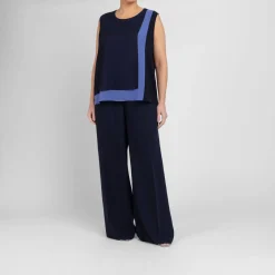 Hot Persona by Marina Rinaldi Crepe Envers Satin Trousers Navy