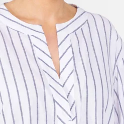 Best Persona by Marina Rinaldi Cotton Linen Tunic Blue Stripe