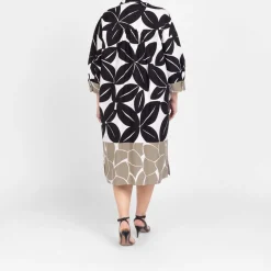 Fashion Persona by Marina Rinaldi Printed Shirt Dress Khaki