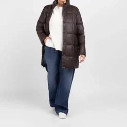 Discount Persona by Marina Rinaldi FAUX-LEATHER PUFFER BROWN