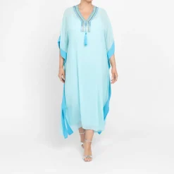 Outlet Piero Moretti Kaftan Embellished Dress Blue
