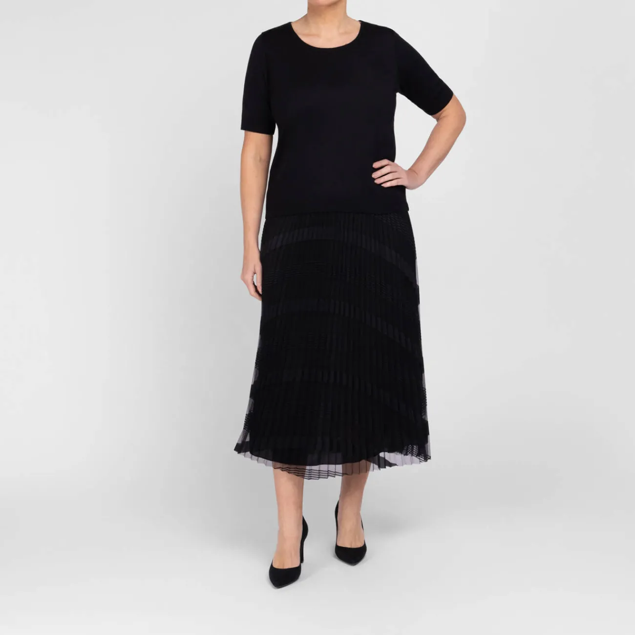 Discount Piero Moretti Mesh Pleated Skirt Black