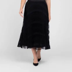 Discount Piero Moretti Mesh Pleated Skirt Black