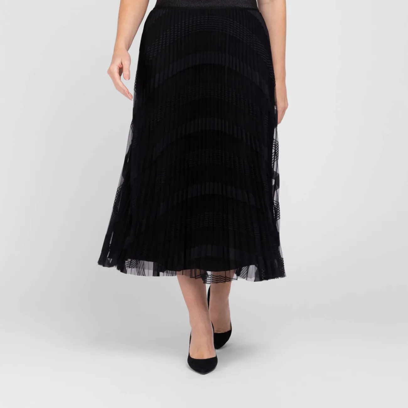 Discount Piero Moretti Mesh Pleated Skirt Black