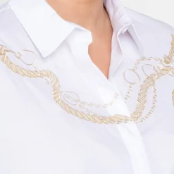 Fashion Piero Moretti Rope Embroidery Shirt White