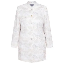 Clearance Rof Amo Rofa Long Embroidered Linen Jacket Cream