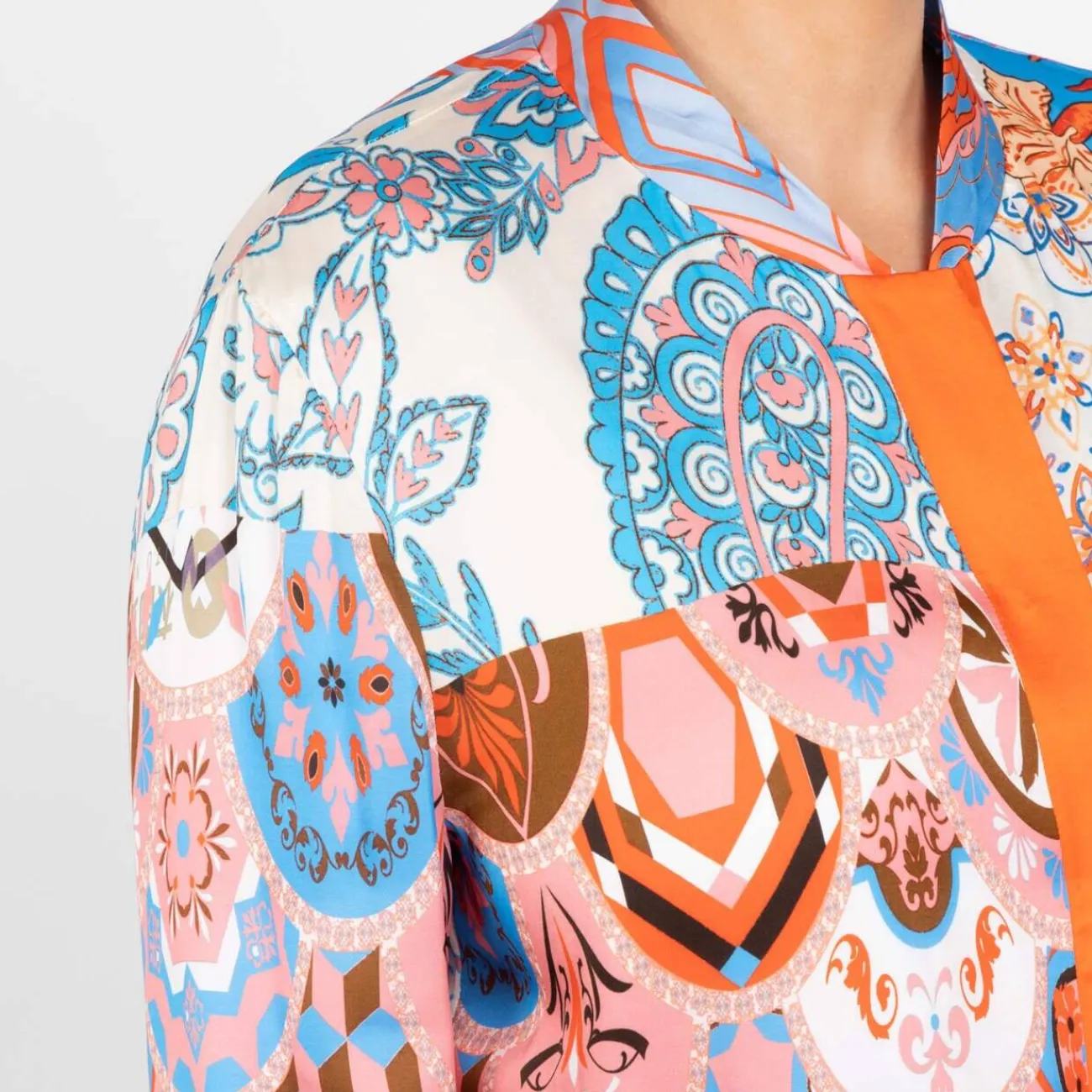 Clearance Rof Amo RoFa Patchwork Satin Bomber Jacket