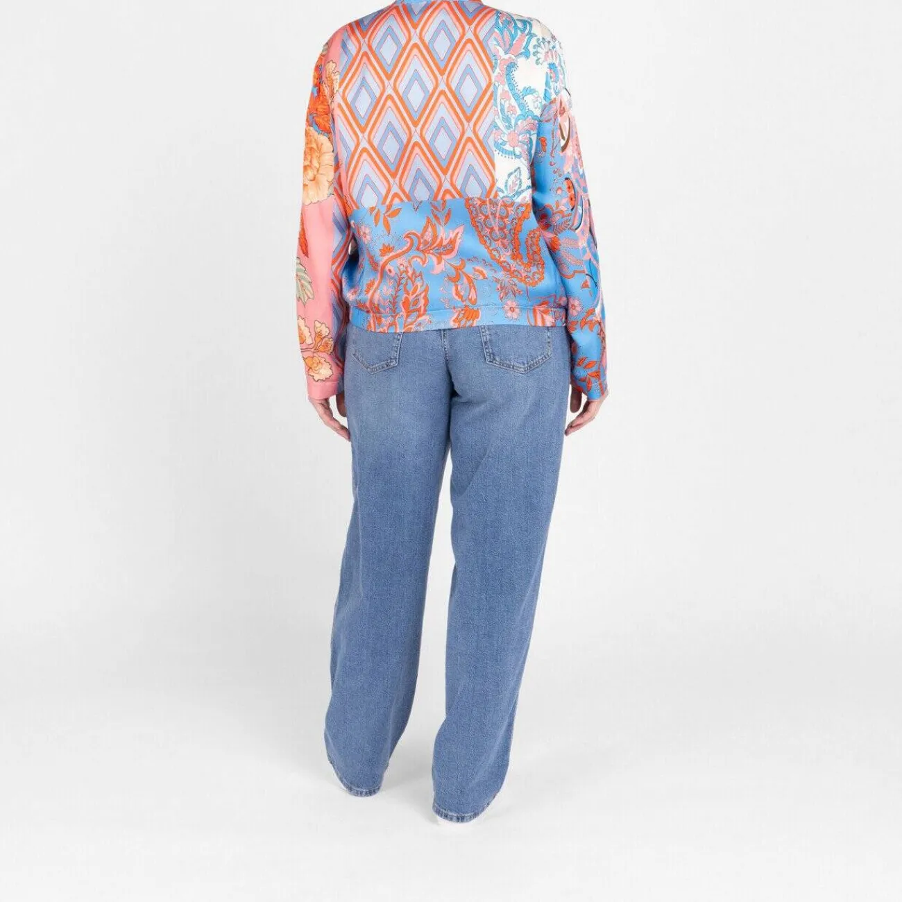 Clearance Rof Amo RoFa Patchwork Satin Bomber Jacket