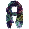 Discount Salto Abstract Floral Print Merino Wool Scarf Purple