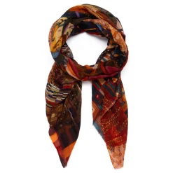 Clearance Salto Abstract Print Merino Wool Scarf Orange