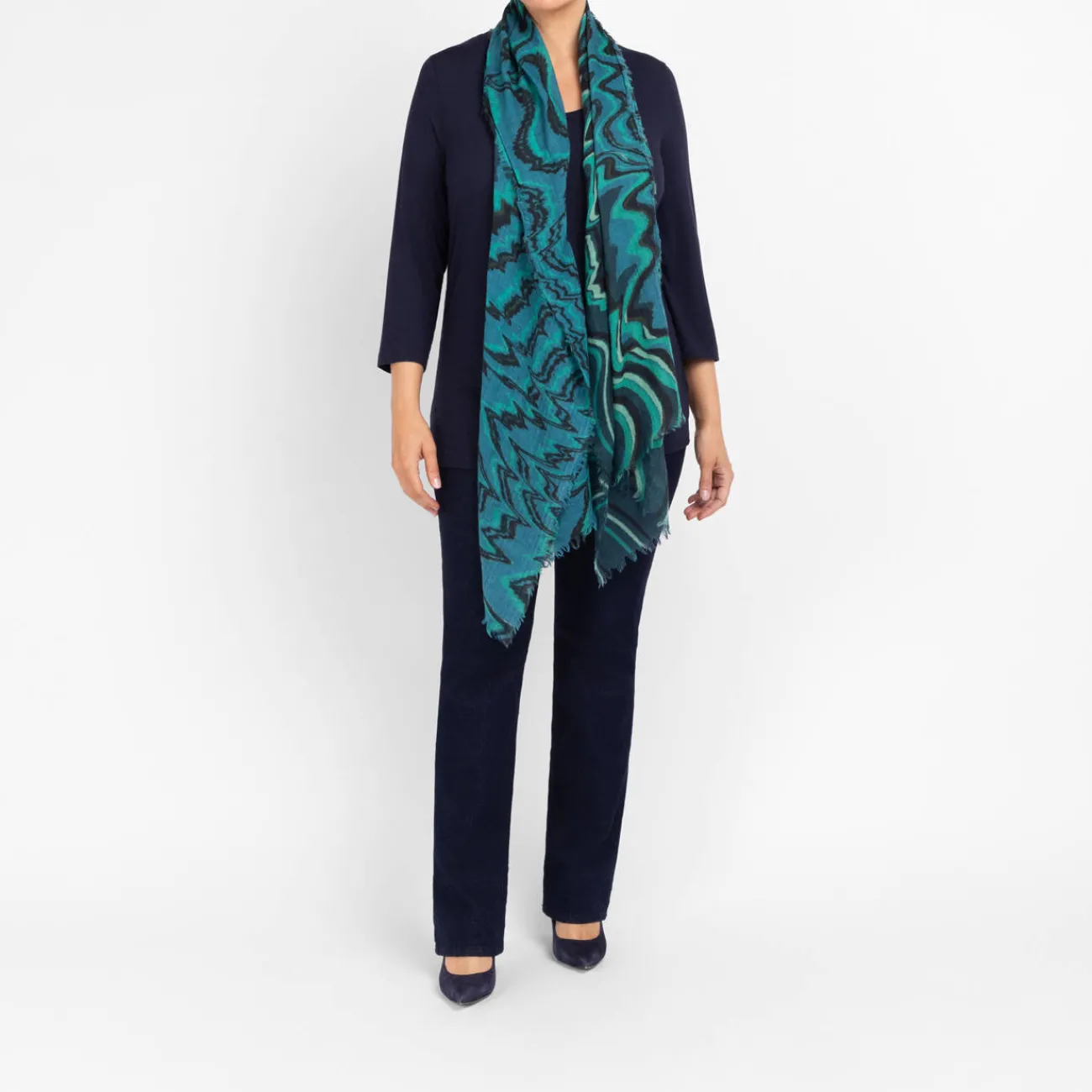 Best Salto Abstract Swirl Print Merino Wool Scarf Green