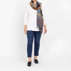 Clearance Salto Woven Patchwork Merino Wool Scarf Multi-Colour