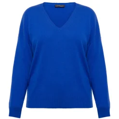 Outlet Sandra Portelli V-Neck Cashmere Knitted Tunic Cobalt Blue