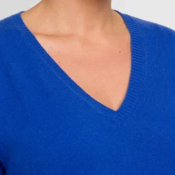 Outlet Sandra Portelli V-Neck Cashmere Knitted Tunic Cobalt Blue