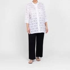 Fashion BIGGI M SeeYou by Sheer Patterned Tunic White