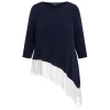 Fashion Tia Asymmetric Tunic Navy and Off-White