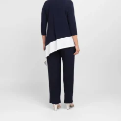 Fashion Tia Asymmetric Tunic Navy and Off-White