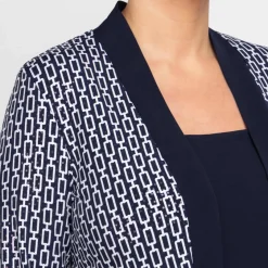 Outlet Tia Chain Print Long Jacket Navy