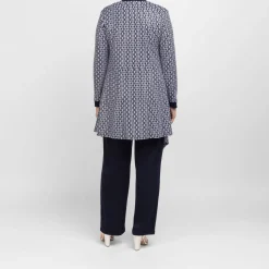 Outlet Tia Chain Print Long Jacket Navy