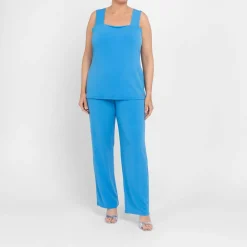 Discount Tia Square Neck Satin Jersey Vest Turquoise