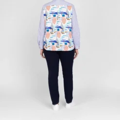 New Spanish Shirt Company Tinta & Bariloche Stripe Shirt With Cocktail Print Back