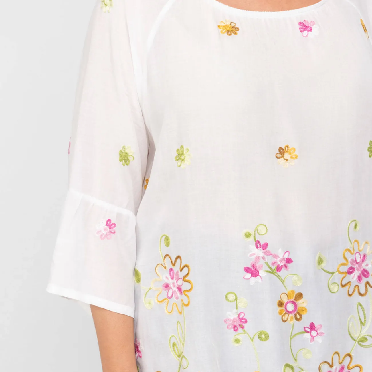 Outlet Verpass Floral Embroidered Tunic White