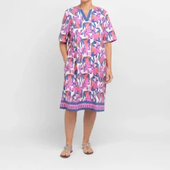 Best Verpass Floral Print Dress Pink and Blue