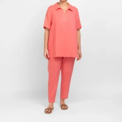 Fashion Verpass Linen Tunic Coral