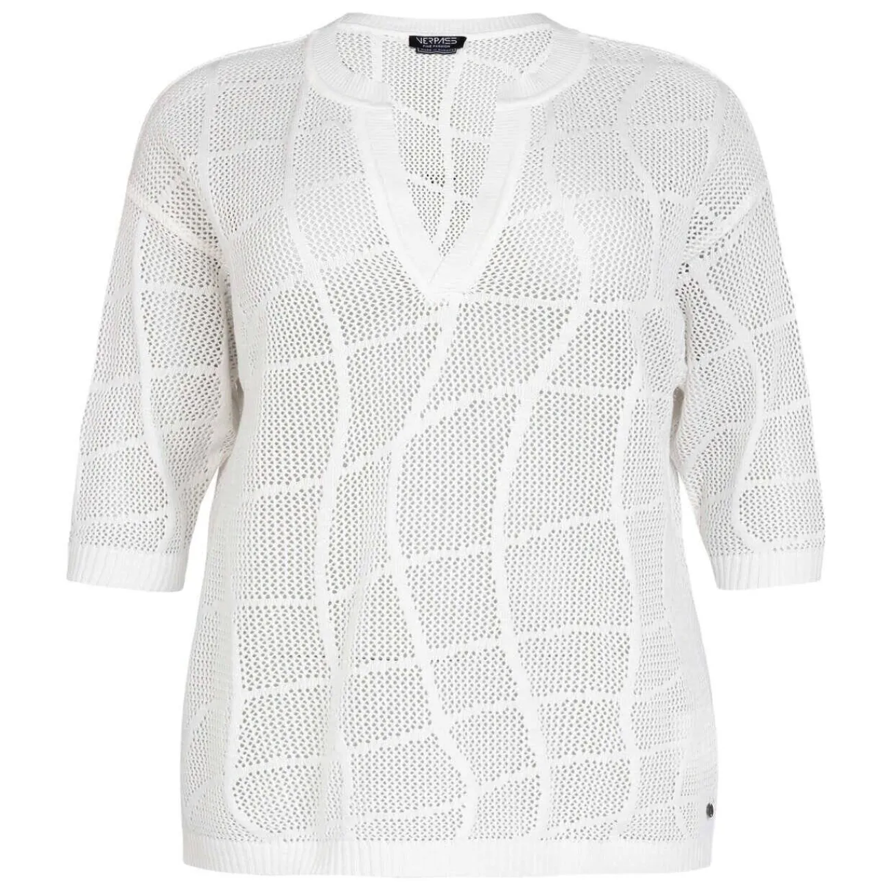 Clearance Verpass Mesh Effect Sweater White