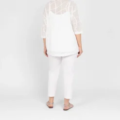 Clearance Verpass Mesh Effect Sweater White